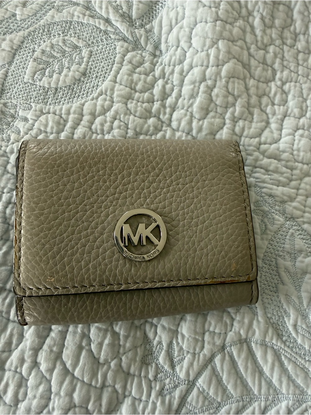 Michael Kors Neutral Taupe Pebbled Leather Bifold Wallet